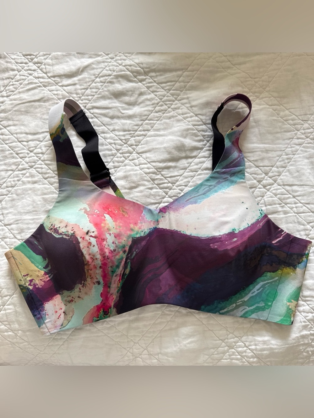 knix Black and Multicolor Watercolor Wireless Bra